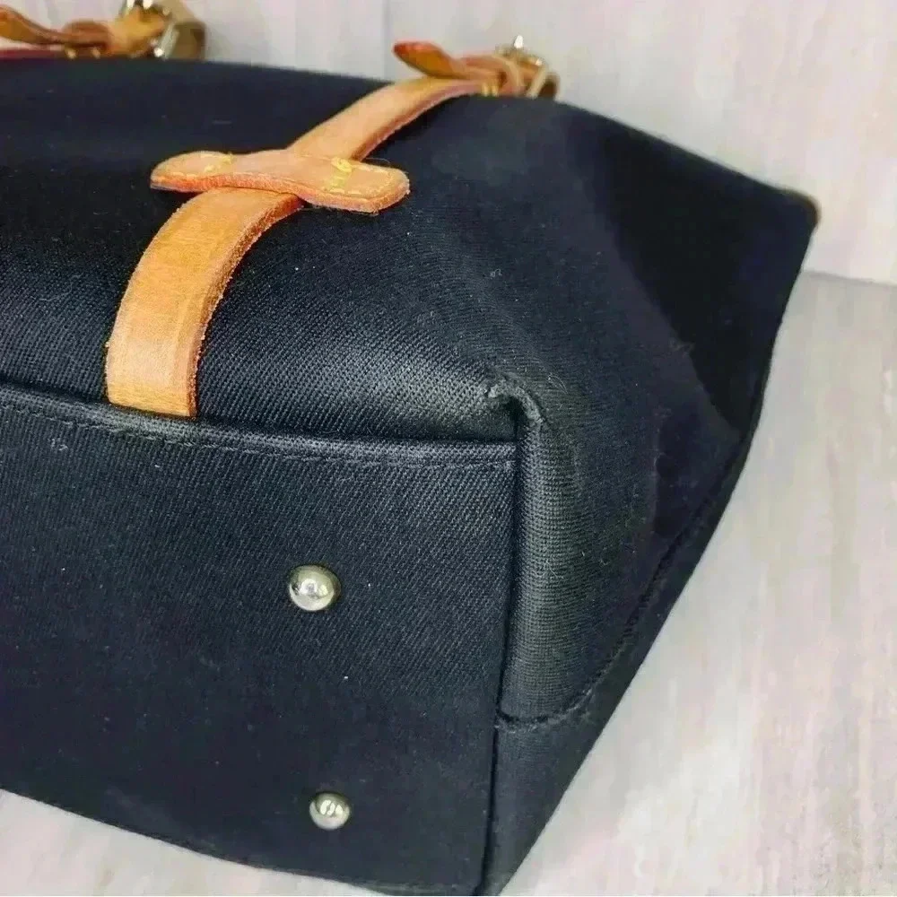 Dooney & Bourke Vintage Black Canvas Leather Trimmed Tote